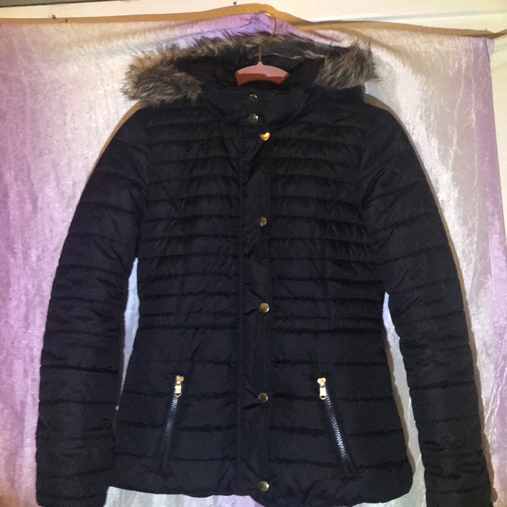 Black Jacket with fur hoodie